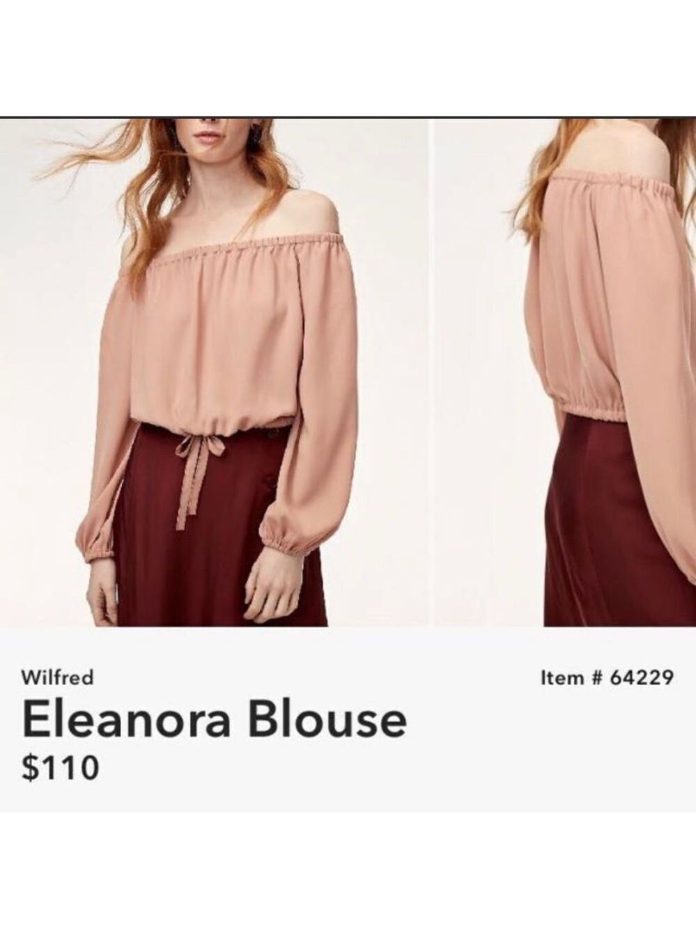Aritzia Wilfred blush pink Eleanora blouse Sz XS